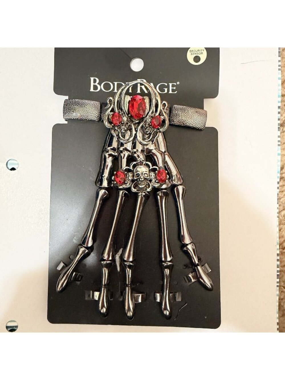 Body Rage Gothic Skeleton Hand & Ring Bracelet